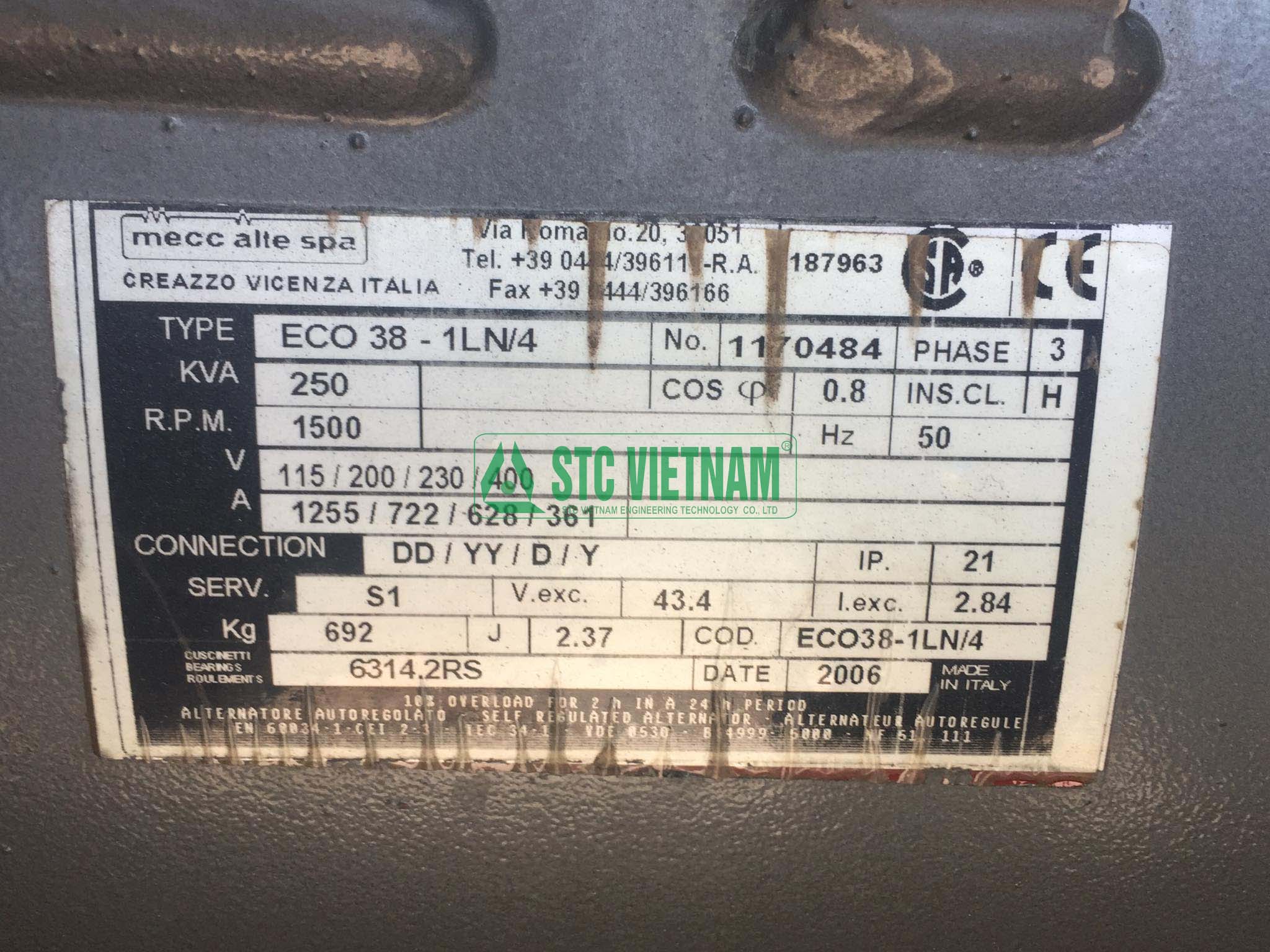 Johndeere 250 Kva Generator Set